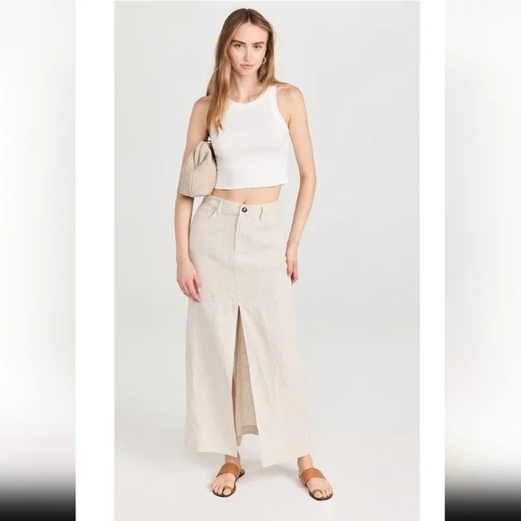 Reformation Beige Maxi Skirt with Front Slit Maxi